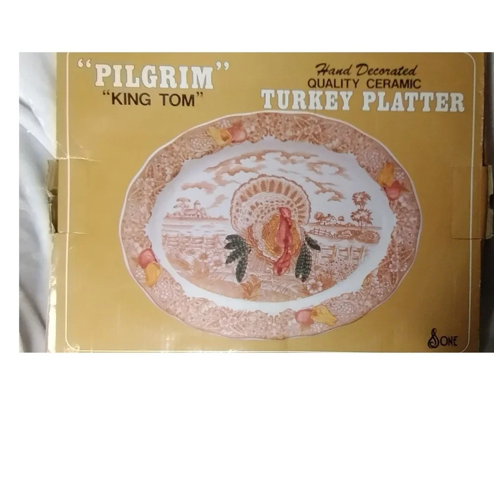 Stone King Tom Turkey Serving Platter Oval American Tradition Thanksgiving Decor
